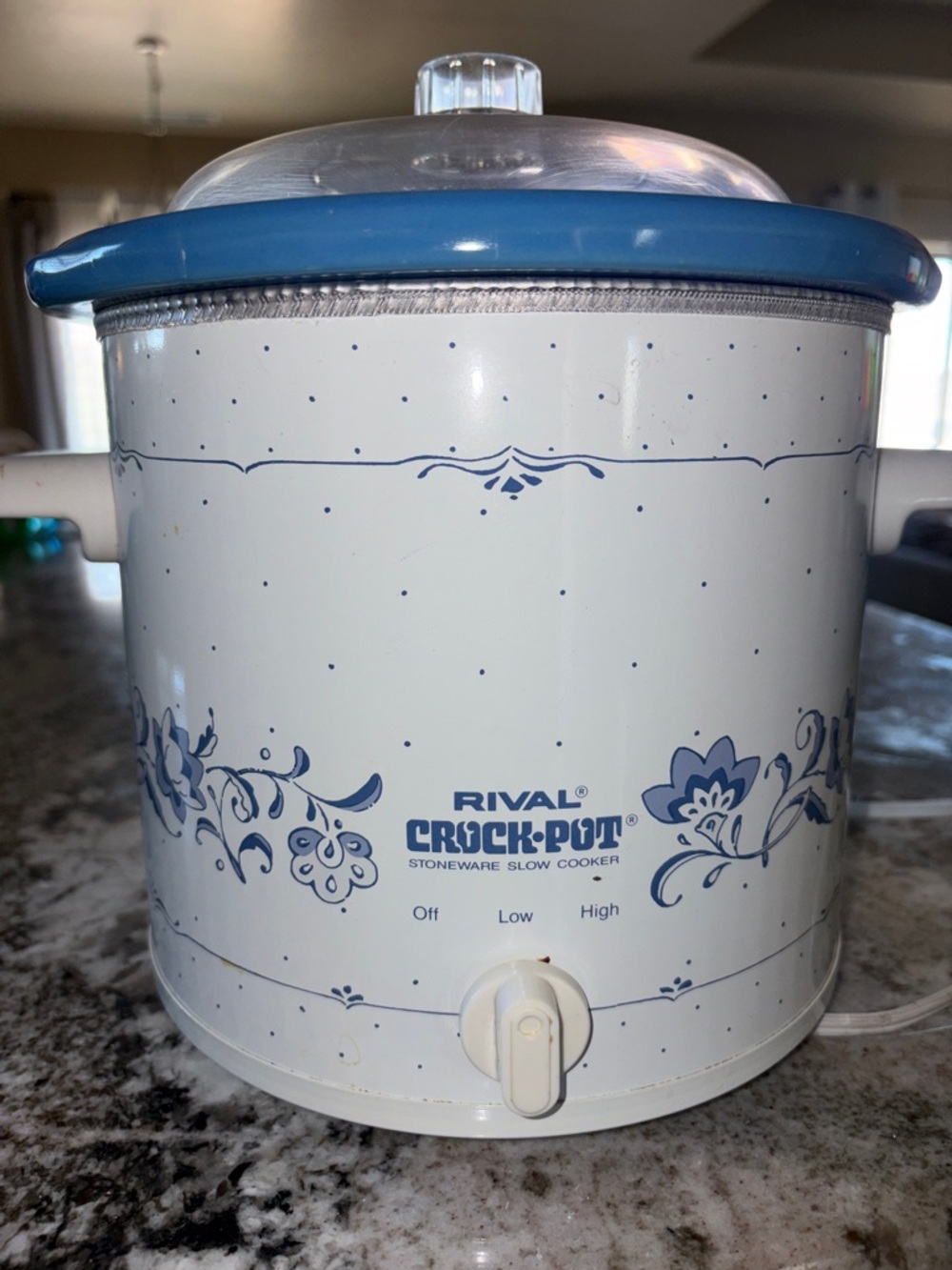 Rival Blue & White Crock-Pot Stoneware Slow Cooker 3150